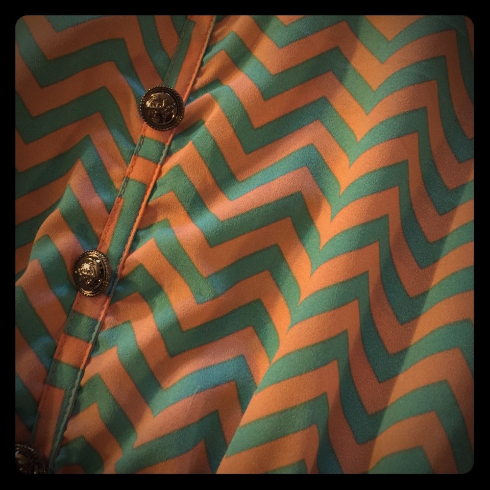 Rue21 Powder Pink and Aqua Zig Zag Dress Size S